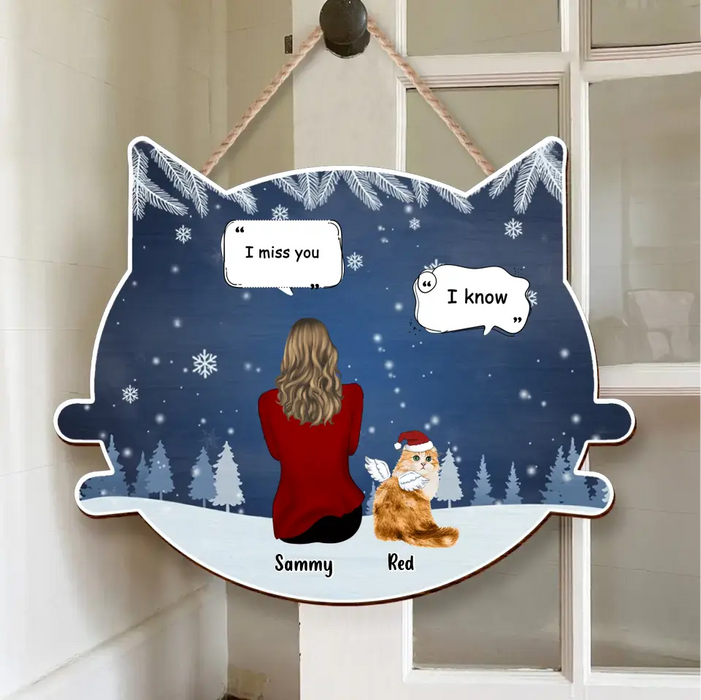 Personalized Cat Memorial Christmas Wooden Sign - Up to 4 Cats - Memorial Gift Idea For Cat Owner - I Miss You