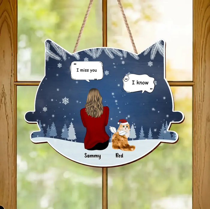 Personalized Cat Memorial Christmas Wooden Sign - Up to 4 Cats - Memorial Gift Idea For Cat Owner - I Miss You