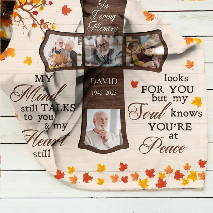 Personalized Memorial Pillow Cover - Upload Photos - Memorial Gift Idea For Family Member - My Mind Still Talks To You
