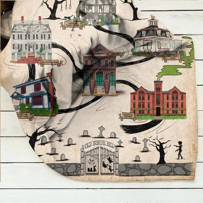 Personalized Map Of Salem Fleece Throw Blanket & Quilt - Halloween Gift Idea