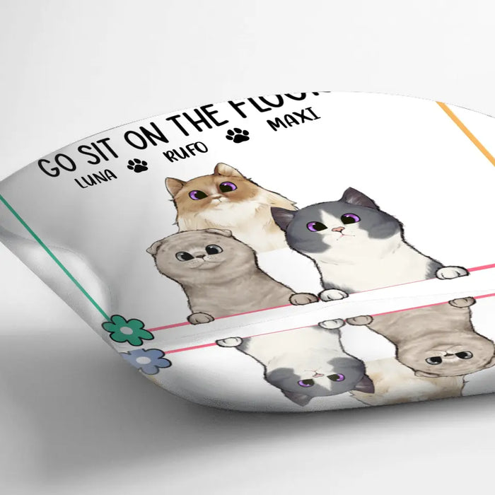 Personalized Pet Pillow Cover - Gift Idea For Dog/Cat Loves - Up to 3 Pets - This Is Our Couch Go Sit On The Floor
