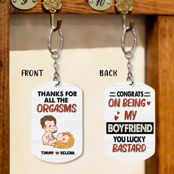Personalized Couple Aluminum Keychain - Funny/Christmas Gift Idea for Couple - Thanks For All The Orgasms