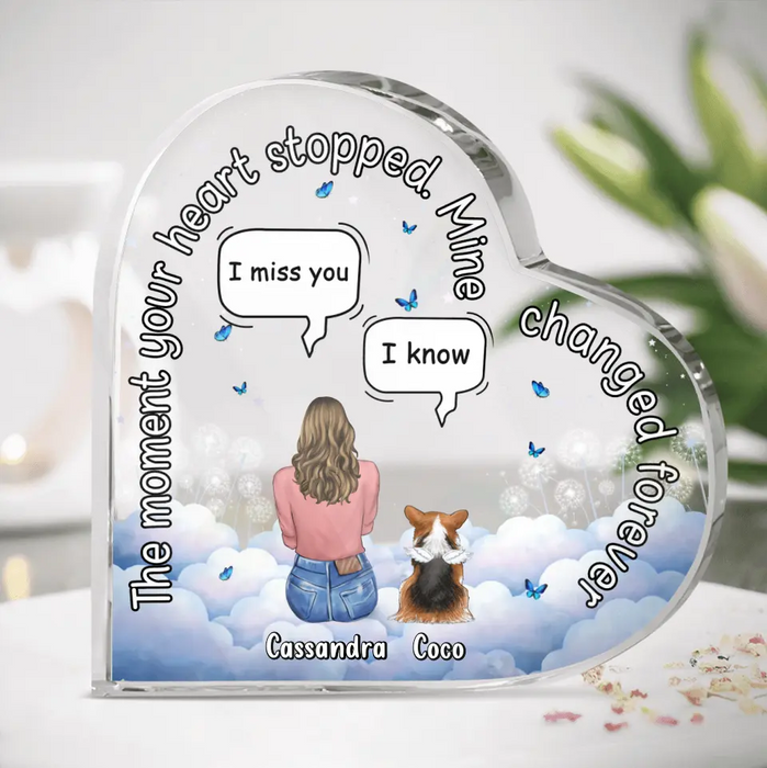Personalized Memorial Pet Crystal Heart - Adult/Couple/Family With Up to 4 Pets - Gift Idea For Couple/Dog/Cat Lover - The Moment Your Heart Stopped