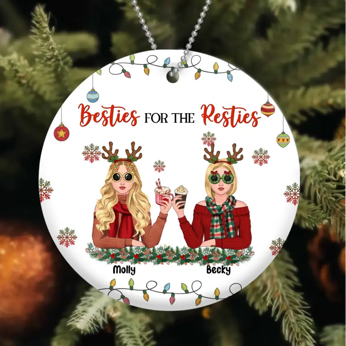 Personalized Christmas Friends Circle Wooden Ornament - Christmas Gift Idea For Friends/Sisters/Besties - Up to 5 Girls - Besties For The Resties