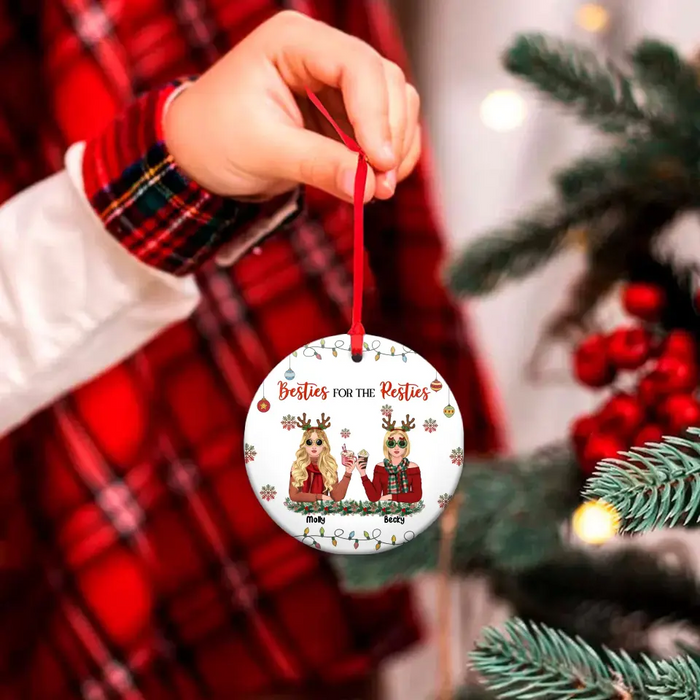 Personalized Christmas Friends Circle Wooden Ornament - Christmas Gift Idea For Friends/Sisters/Besties - Up to 5 Girls - Besties For The Resties