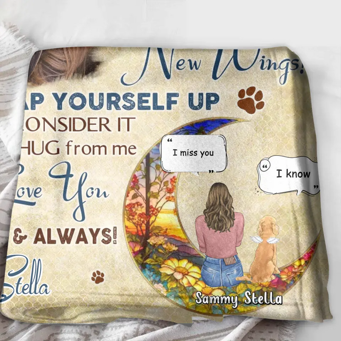 Personalized Memorial Fleece Throw Blanket & Quilt - Gift Idea For Dog Owner - Upload Dog Photo - Don't Cry For Me Mom! I'm Okay!