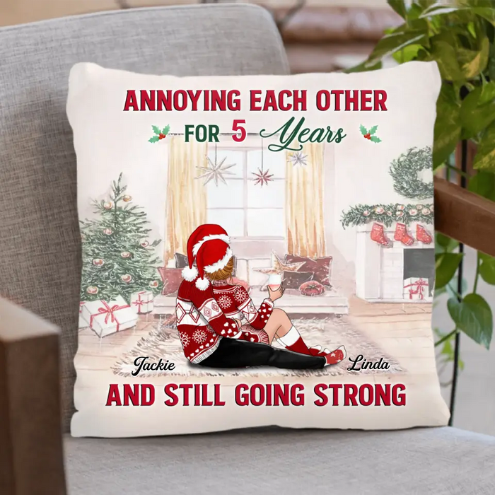 Personalized Christmas Couple Fleece Throw Blanket/Quilt/Pillow Cover - Christmas Gift Idea - Annoying Each Other For 5 Years And Still Going Strong