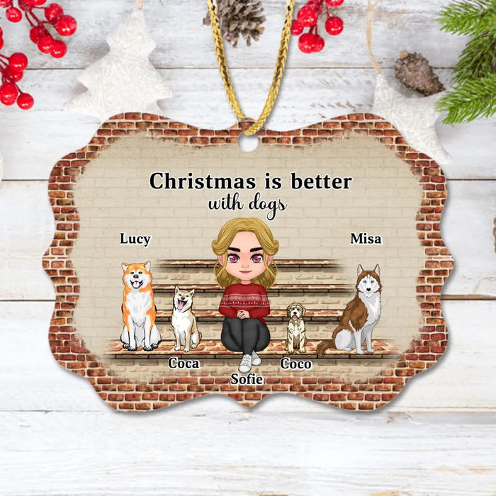 Personalized Christmas Dog Mom Rectangle Ornament - Gift Idea For Dogs Lovers - Up to 4 Dogs - Christmas Is Better With Dogs