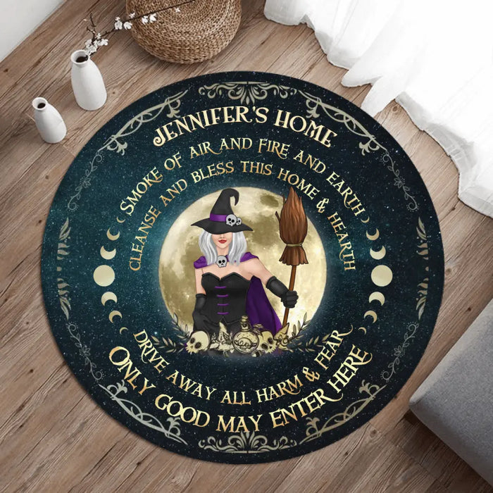 Personalized Witch Round Rug - Gift Idea For Witch Lovers/Halloween - Drive Away All Harm & Fear Only Good May Enter Here