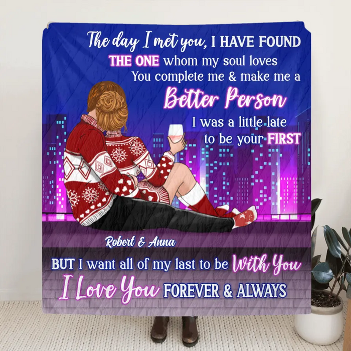 Personalized Christmas Couple Pillow Cover/Fleece Throw Blanket/Quilt - Christmas Gift For Couple/Him & Her - I Love You Forever & Always