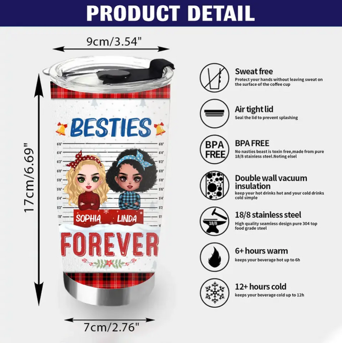 Personalized Besties Tumbler - Christmas Gift Idea For Friends - Besties Forever