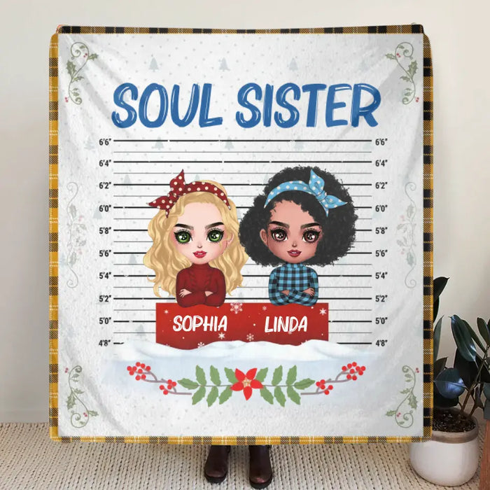 Custom Personalized Besties Quilt/Fleece Throw Blanket - Christmas Gift Idea For Friends - Soul Sister