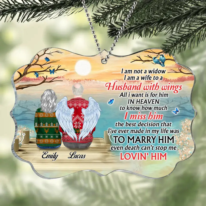 Personalized Memorial Husband Rectangle Acrylic Ornament - Memorial Gift For - I Am Not A Widow I Am A Wife To A Husband With Wings