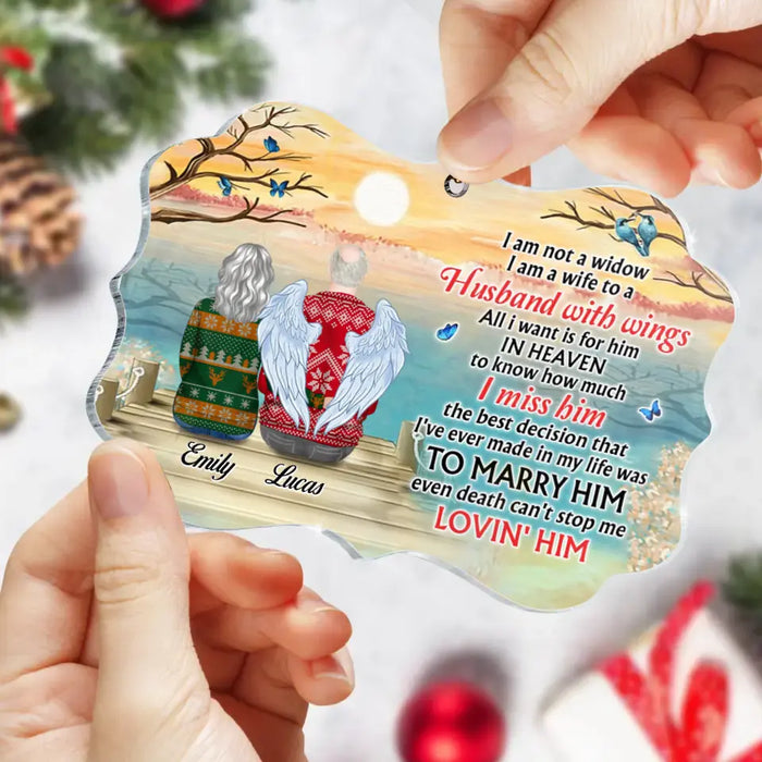 Personalized Memorial Husband Rectangle Acrylic Ornament - Memorial Gift For - I Am Not A Widow I Am A Wife To A Husband With Wings