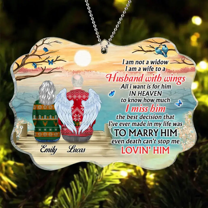 Personalized Memorial Husband Rectangle Acrylic Ornament - Memorial Gift For - I Am Not A Widow I Am A Wife To A Husband With Wings
