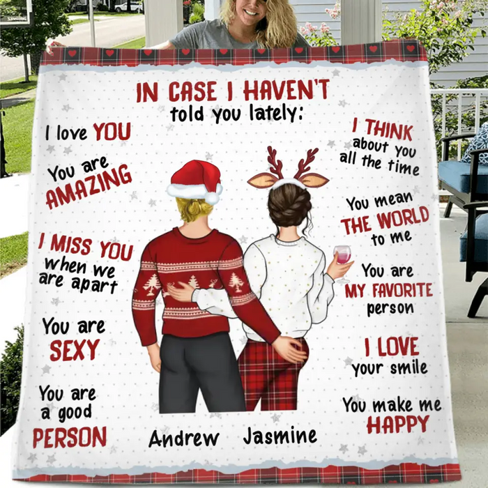 Personalized Couple Fleece Throw Blanket/Quilt/Pillow Cover - Gift Idea For Couple/Husband & Wife - In Case I Haven't Told You Lately