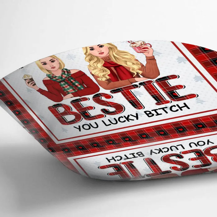 Personalized Besties Pillow Cover/Fleece Throw Blanket/Quilt - Christmas Gift Idea For Friends/Besties - Congrats On Being My Bestie