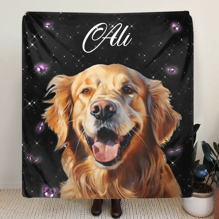 Personalized Pet Photo Fleece Throw Blanket - Custom Pet Portrait - Gift Idea For Dog/Cat Lover