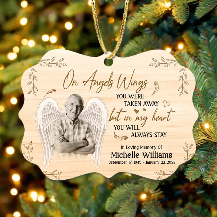 Personalized In Loving Memory Rectangle Wooden Ornament - Upload Photo - Memorial Gift Idea For Family Member - In My Heart You Will Always Stay