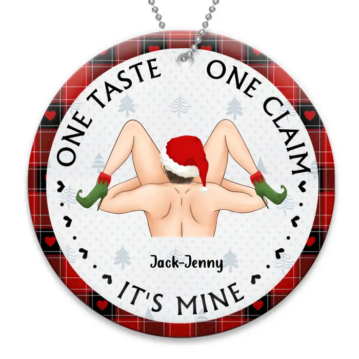 Personalized Couple Wooden Ornament - Christmas Gift Idea For Couple - One Taste One Claim It's Mine