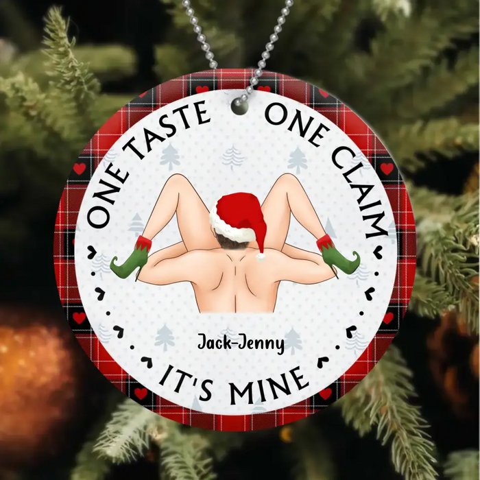 Personalized Couple Wooden Ornament - Christmas Gift Idea For Couple - One Taste One Claim It's Mine