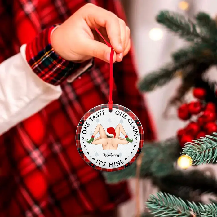 Personalized Couple Wooden Ornament - Christmas Gift Idea For Couple - One Taste One Claim It's Mine