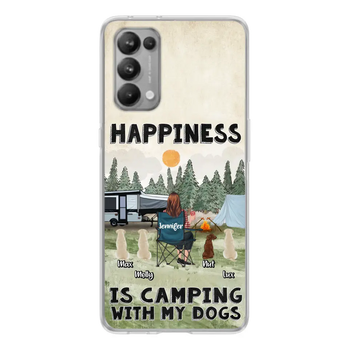 Personalized Camping Phone Case - Gift Idea For Girl & Dogs - Up to 4 Dogs - Happiness Is Camping With My Dogs - Case For Oppo/Xiaomi/Huawei