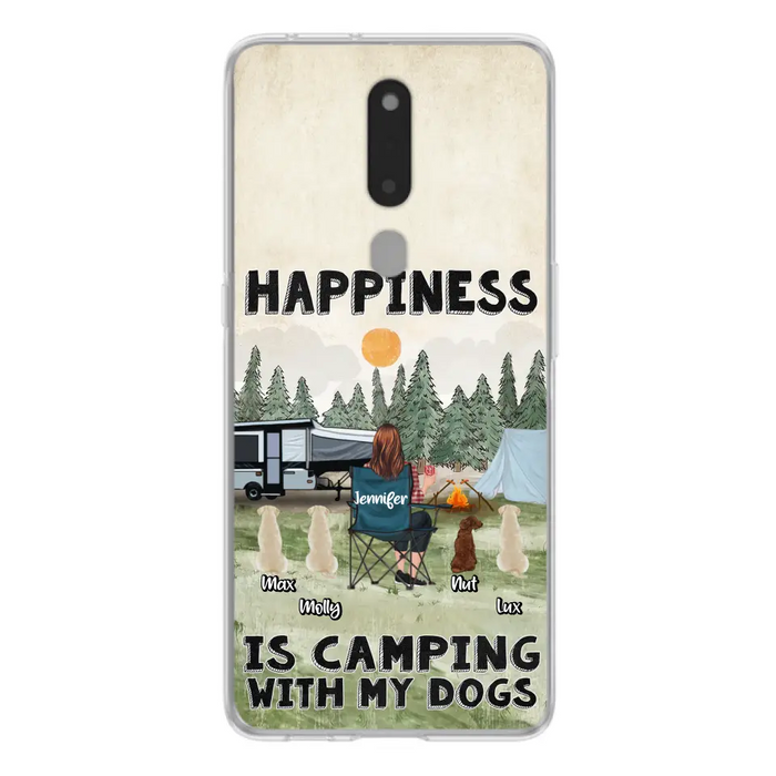 Personalized Camping Phone Case - Gift Idea For Girl & Dogs - Up to 4 Dogs - Happiness Is Camping With My Dogs - Case For Oppo/Xiaomi/Huawei