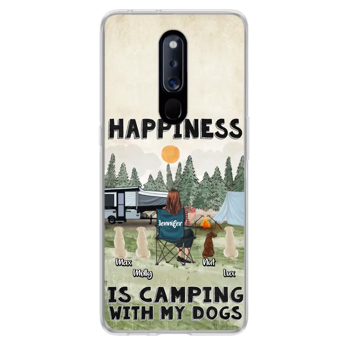 Personalized Camping Phone Case - Gift Idea For Girl & Dogs - Up to 4 Dogs - Happiness Is Camping With My Dogs - Case For Oppo/Xiaomi/Huawei
