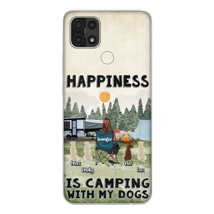 Personalized Camping Phone Case - Gift Idea For Girl & Dogs - Up to 4 Dogs - Happiness Is Camping With My Dogs - Case For Oppo/Xiaomi/Huawei