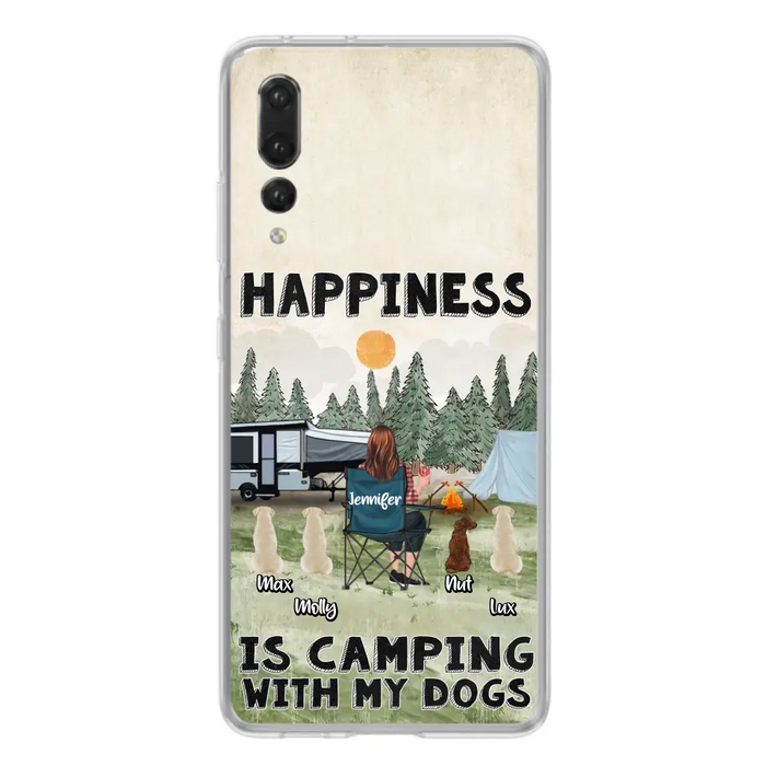 Personalized Camping Phone Case - Gift Idea For Girl & Dogs - Up to 4 Dogs - Happiness Is Camping With My Dogs - Case For Oppo/Xiaomi/Huawei