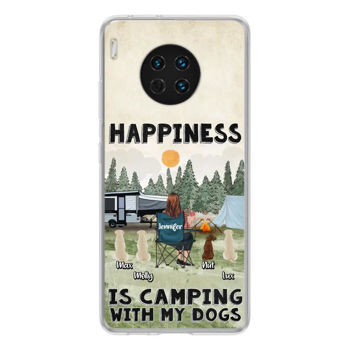 Personalized Camping Phone Case - Gift Idea For Girl & Dogs - Up to 4 Dogs - Happiness Is Camping With My Dogs - Case For Oppo/Xiaomi/Huawei