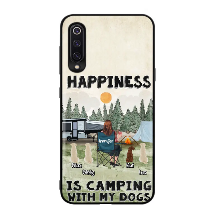 Personalized Camping Phone Case - Gift Idea For Girl & Dogs - Up to 4 Dogs - Happiness Is Camping With My Dogs - Case For Oppo/Xiaomi/Huawei