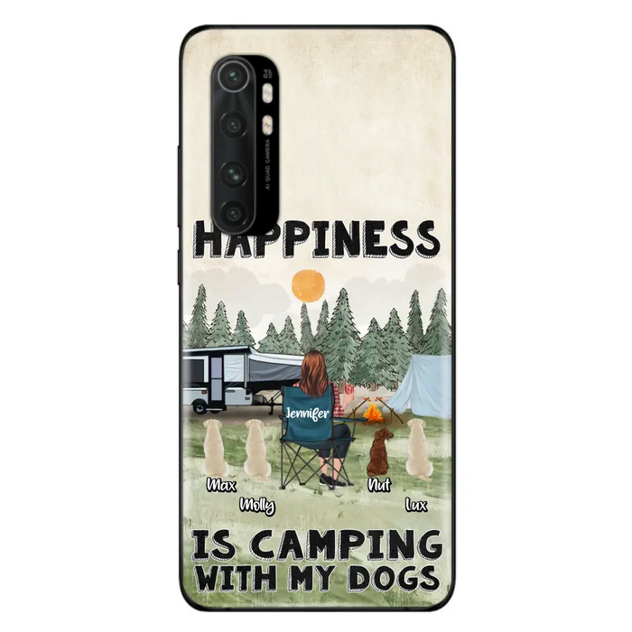Personalized Camping Phone Case - Gift Idea For Girl & Dogs - Up to 4 Dogs - Happiness Is Camping With My Dogs - Case For Oppo/Xiaomi/Huawei