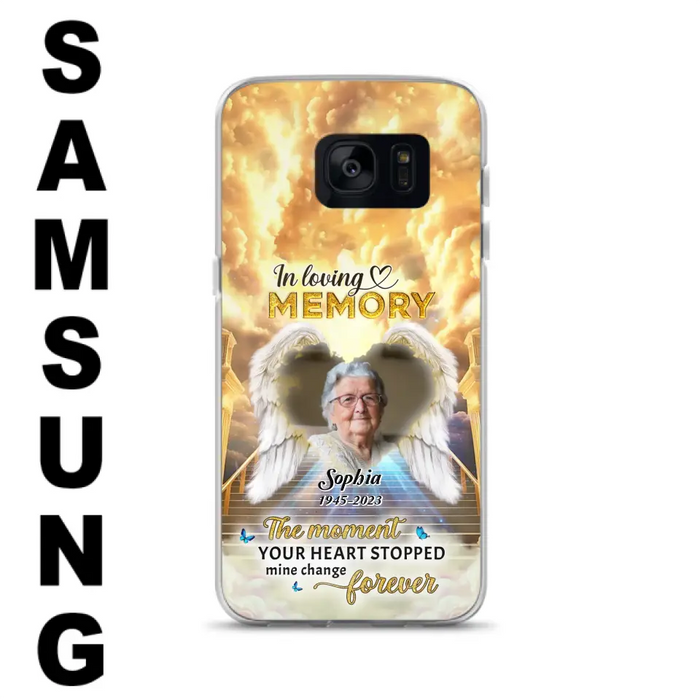 Personalized Photo Memorial Phone Case - Memorial Gift For Loss Of Family Member - The Moment Your Heart Stopped Mine Changed Forever - iPhone/Samsung