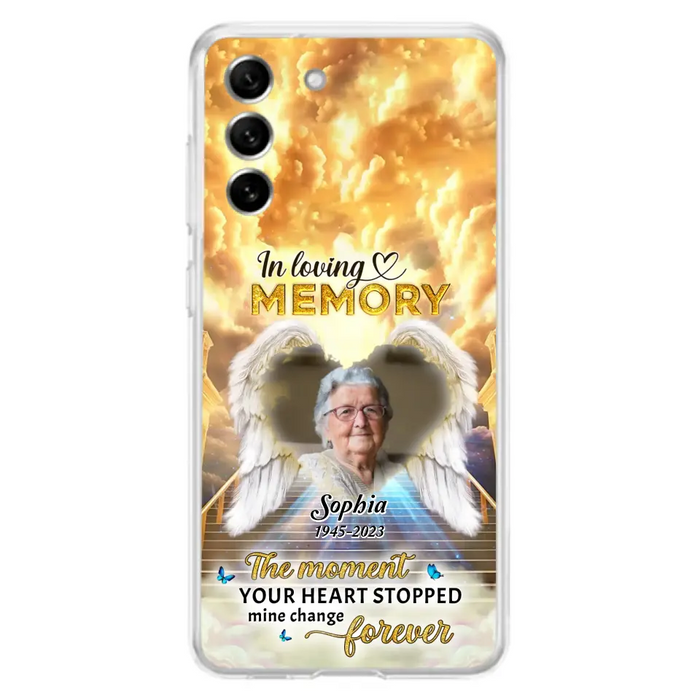 Personalized Photo Memorial Phone Case - Memorial Gift For Loss Of Family Member - The Moment Your Heart Stopped Mine Changed Forever - iPhone/Samsung