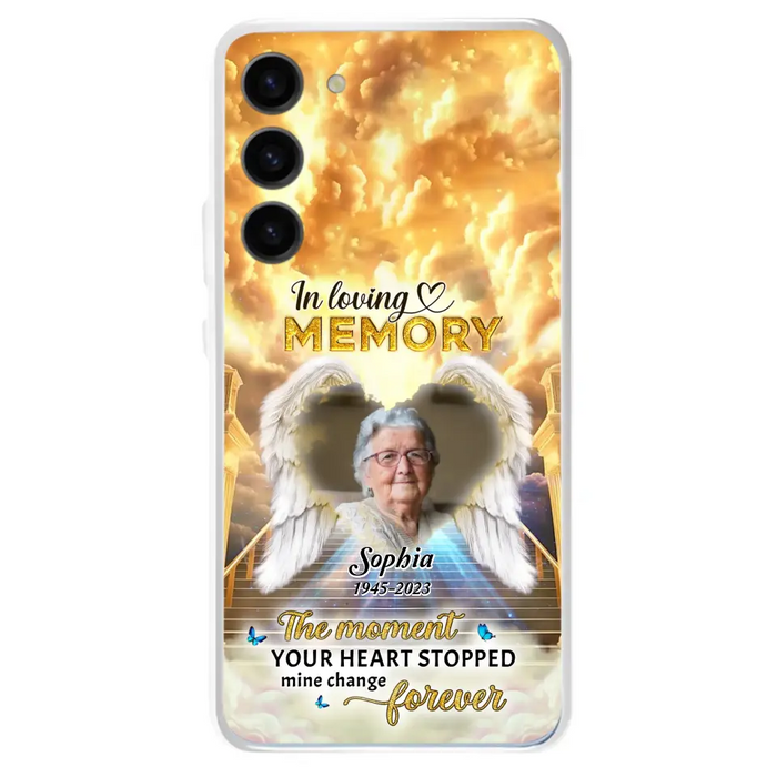 Personalized Photo Memorial Phone Case - Memorial Gift For Loss Of Family Member - The Moment Your Heart Stopped Mine Changed Forever - iPhone/Samsung