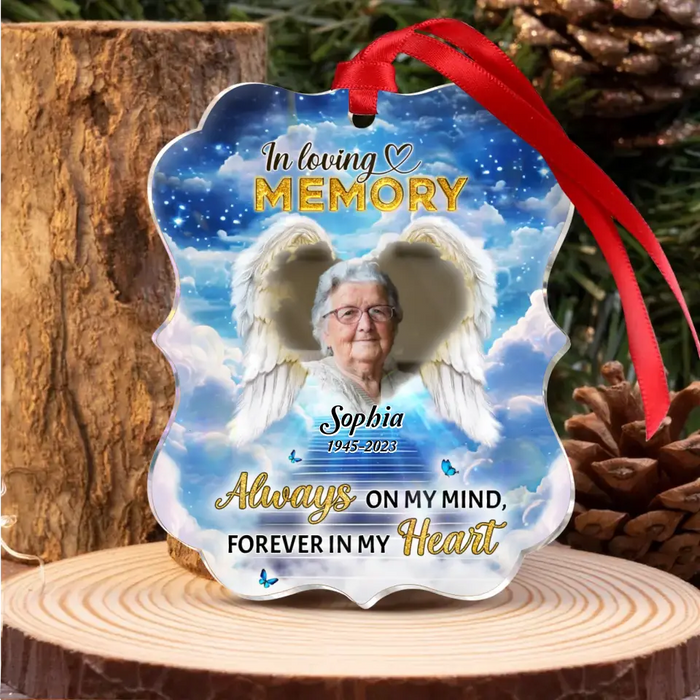 Personalized Memorial Acrylic Ornament - Upload Photo - Memorial Gift Idea For Christmas - Always On My Mind, Forever In My Heart