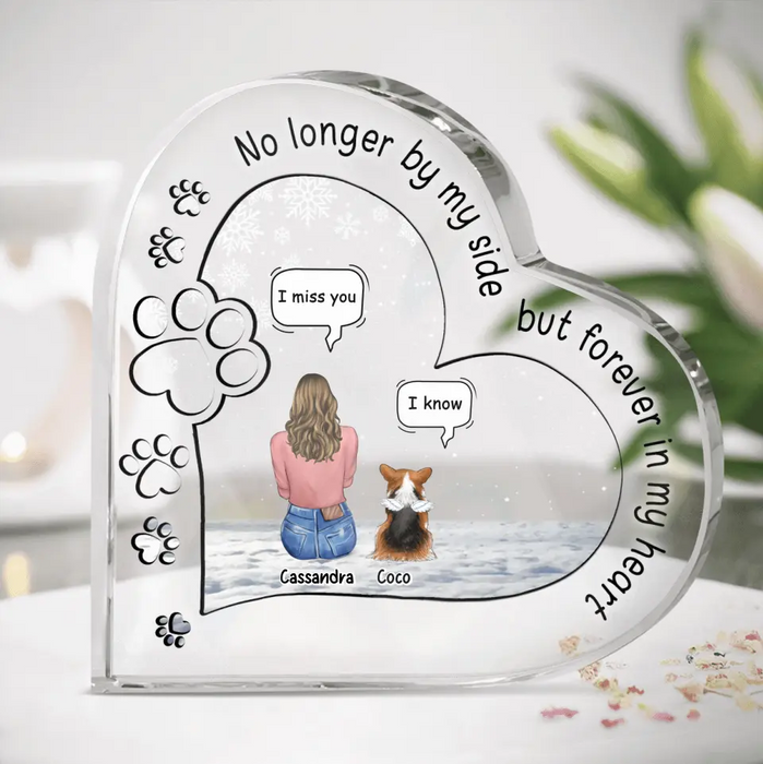 Personalized Memorial Pet Crystal Heart - Up to 3 Pets - Memorial Gift Idea For Dog/Cat/Rabbits Owners - No Longer By My Side But Forever in My Heart