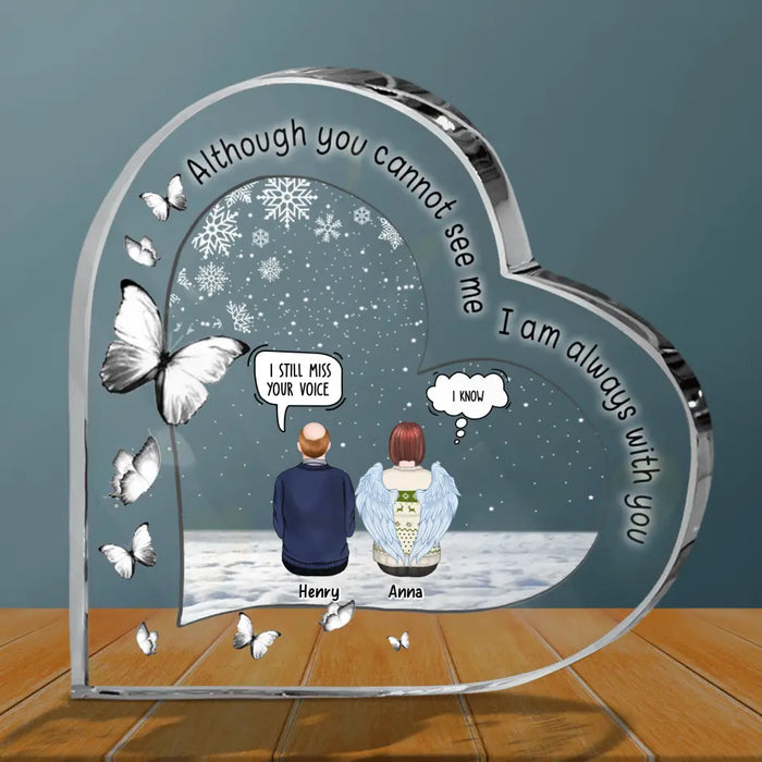 Personalized Memorial Crystal Heart- Up to 5 People - Memorial Gift Idea For Family Members - Although You Cannot See Me I am Always With You