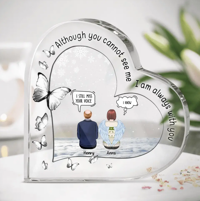 Personalized Memorial Crystal Heart- Up to 5 People - Memorial Gift Idea For Family Members - Although You Cannot See Me I am Always With You