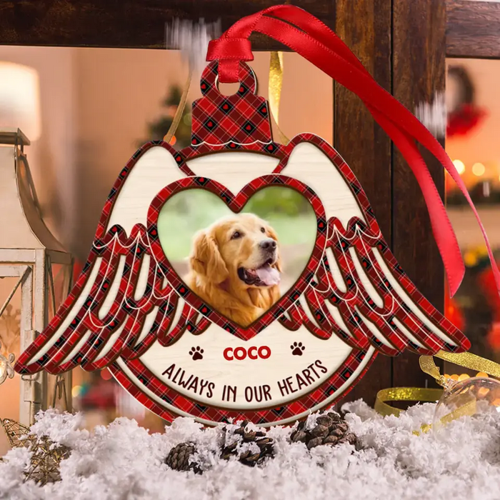 Personalized Memorial Wooden Ornament - Memorial Gift Idea For Christmas - Upload Photo - Always In Our Hearts