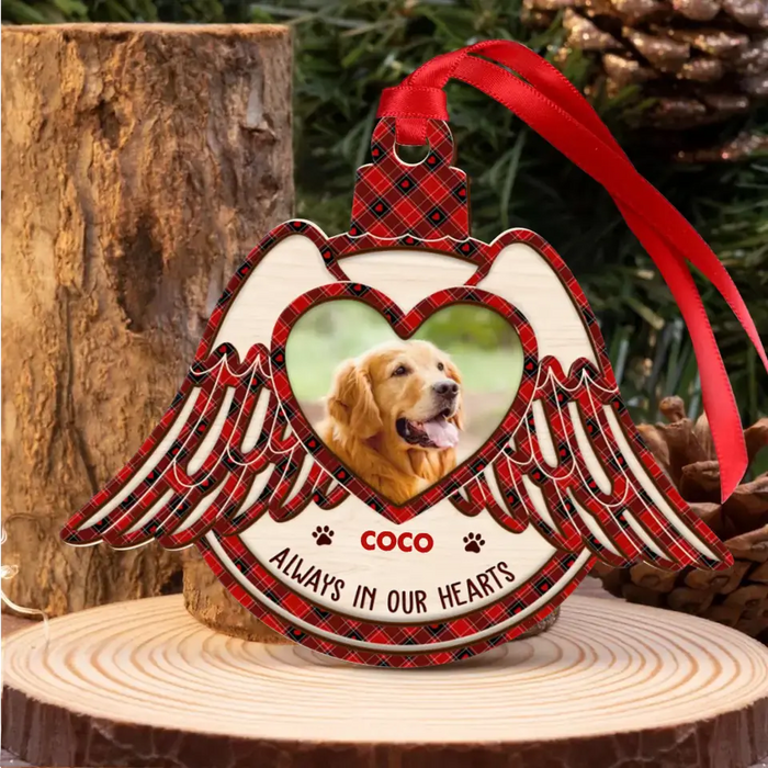 Personalized Memorial Wooden Ornament - Memorial Gift Idea For Christmas - Upload Photo - Always In Our Hearts
