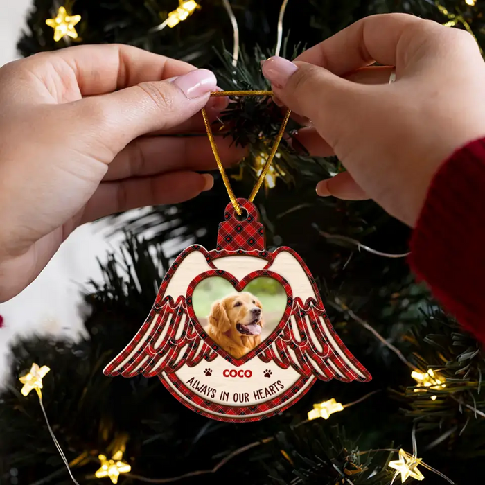 Personalized Memorial Wooden Ornament - Memorial Gift Idea For Christmas - Upload Photo - Always In Our Hearts