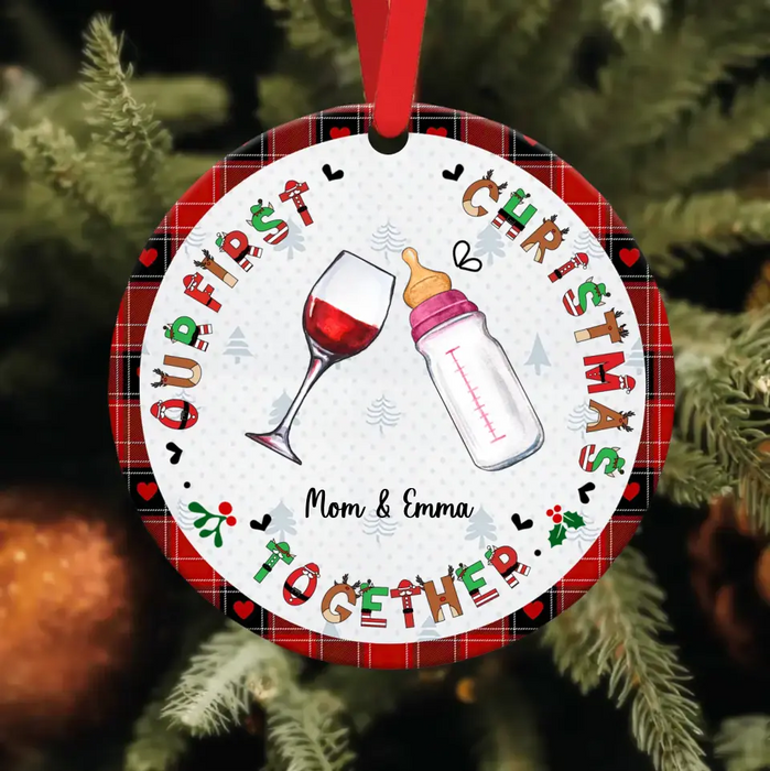 Personalized First Christmas Wooden Ornament - Christmas Gift Idea for Baby/Mom/Family - Our First Christmas Together