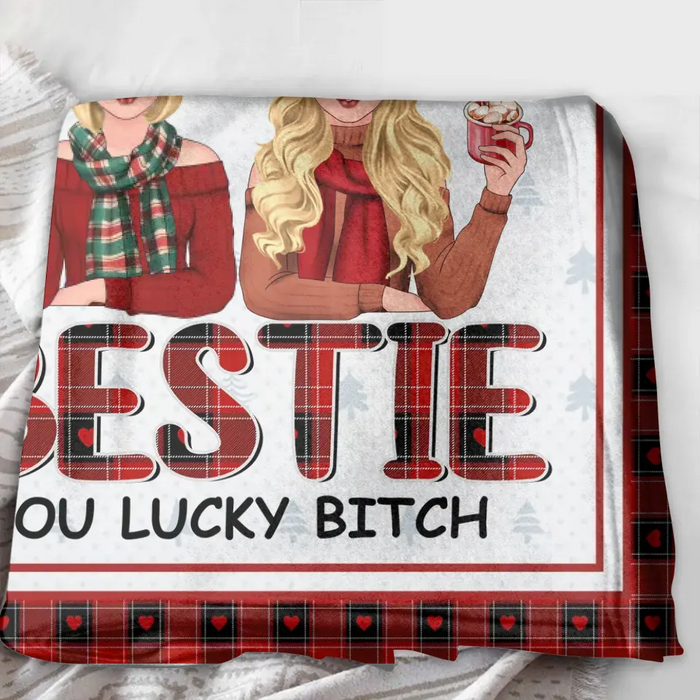 Personalized Besties Pillow Cover/Fleece Throw Blanket/Quilt - Christmas Gift Idea For Friends/Besties - Congrats On Being My Bestie