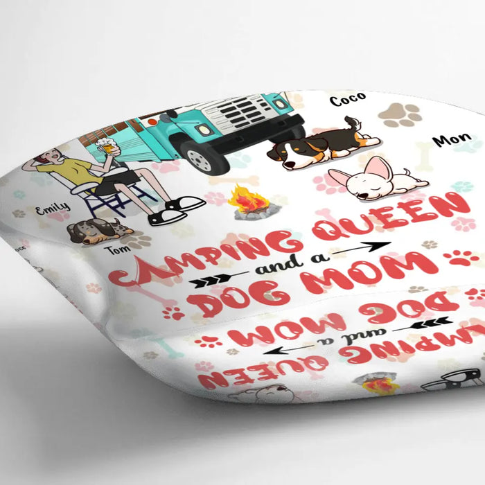 Personalized Camping Queen Pillow Cover - Up to 3 Dogs - Gift Idea For Dog Lovers - Kinda Busy Being A Camping Queen And A Dog Mom