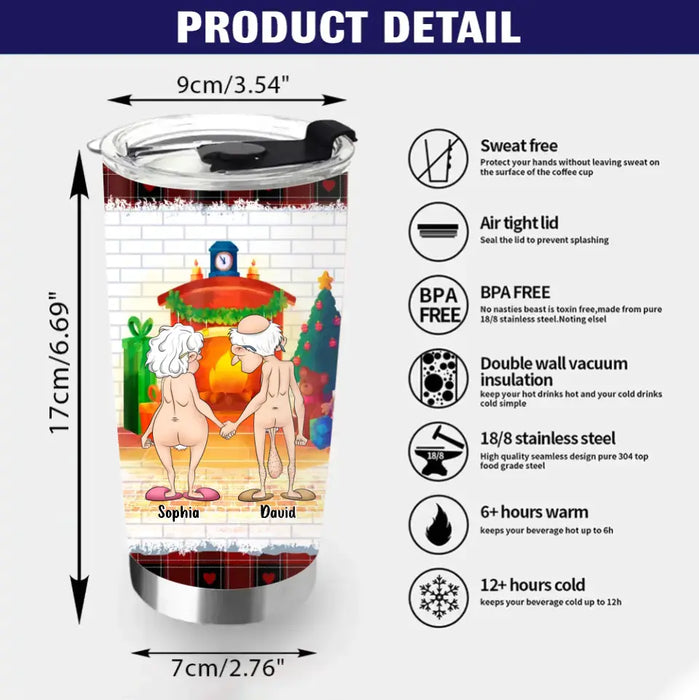 Personalized Funny Old Couple Tumbler - Christmas Gift Idea For Couple - Chest And Nuts Roasting By An Open Fire
