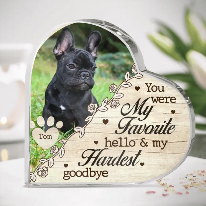Personalized Memorial Acrylic Plaque - Upload Pet Photo - You Were My Favorite Hello & My Hardest Goodbye
