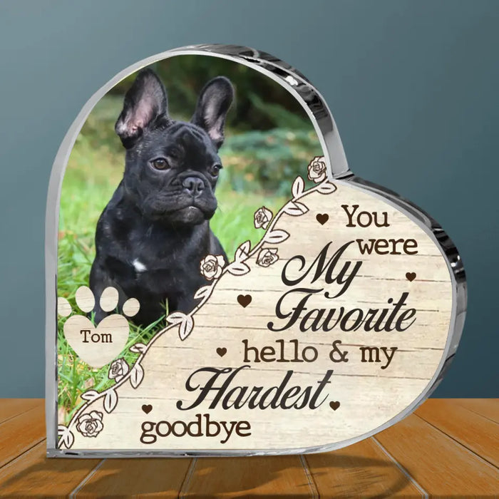 Personalized Memorial Acrylic Plaque - Upload Pet Photo - You Were My Favorite Hello & My Hardest Goodbye